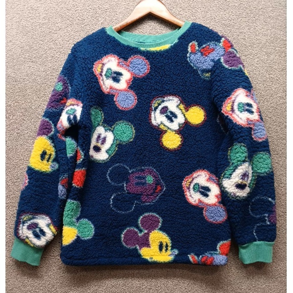 Disney Store Mickey Mouse Sherpa Fleece Sweatshirt Adult Small S Multicolor Allo